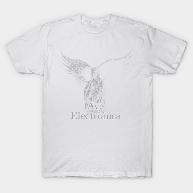 ASCii Sancta Maria - Ave Electronica (Black) T-Shirt by McNerdic